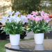 Lily Artificial Set For Dining Table And Living Room Decoration, Plastic Fake Flower Arrangement, Silk Bouquet Ornament,_desvips.com