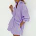 Women's Clothing temperament shirt jacquard striped puff sleeve shorts commuting design casual suit_desvips.com