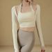Spring Quick Drying Sports Suit Long Sleeved Tank Top With Supportive Bra Pads Faux Two Piece Fitness Outfit Yoga Wear For Running_desvips.com