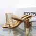 Aesthetic Gold One Word Slipper 2024 Summer New Fashion Thick Irregular Metal High Heel External Wear Sandal_desvips.com