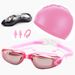 Swimming Caps Hot Selling Set Adult Swimming Goggles Swimming Cap Nose Clip, Ear Plugs Silicone HD Anti Fog Electroplated Children's Swimming Goggles_desvips.com