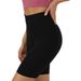 Women’s Clothing Hot Style Solid Color Stitching Hip Lifting Sports Pants High Waist Five Point Black Leggings Large Size_desvips.com