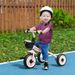 Dreirad Für Kinder 2-5 Jahre, Höhenverstellbarer Sitz, Klingel, Fahrradkorb, Metallrahmen, Rosa_desvips.com