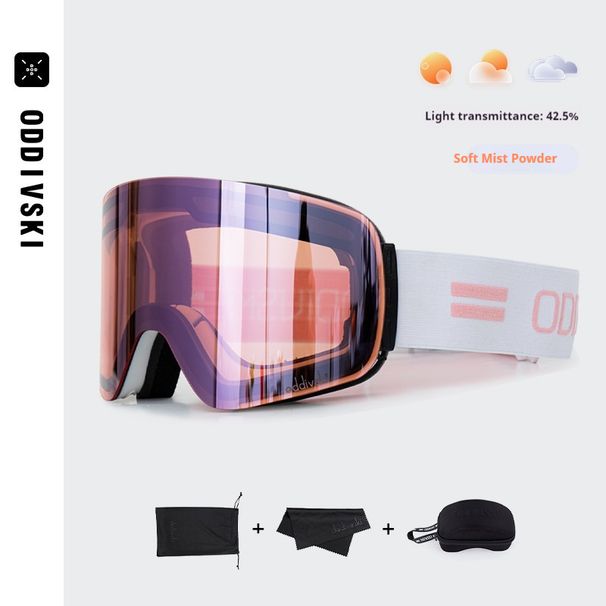 Large cylindrical ski goggles with magnetic exchange and double-layer anti fog ski goggles that can be used for myopia_desvips.com
