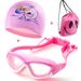 Children's Anti Fog Large Frame Swimming Goggles Set Swimming Cap Backpack Drawstring Bag Nose Clip Earplugs Set Swimming Equipment_desvips.com