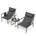 Tangkula 3 Piece Outdoor Bistro Set With Metal Chairs And Coffee Table, Featuring Breathable Seat Fabric And Cozy Headrest, Metal Conversation Set For_desvips.com