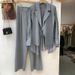 Women's Clothing High grade sun proof suit in summer chiffon splicing two piece jacket, high waist wide leg trousers, two piece suit_desvips.com