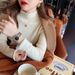 Women's Fleece-Lined Knit Sweater Semi-Turtleneck Winter Warm Pullover Soft Comfortable Casual Tops_desvips.com