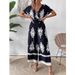 Women's V-neck bat sleeve waist jumpsuit_desvips.com