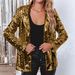 Women's Clothing new commuter style cardigan lapel long sleeved sequined casual suit_desvips.com