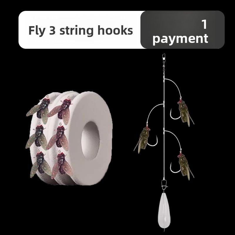 Lue Fly Sting Hook Anti-Tangle Thee-Hook Five-Hook Line Set Bait Inveted Fishing Mico Univesal Topmouth_desvips.com