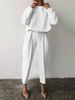 Women's loose solid color long-sleeved casual two-piece set_desvips.com