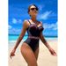 2025 New Push-Up Double Shoulder Sexy Backless One-Piece Bikini Swimsuit_desvips.com