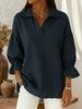 RL Inspired Women's V-Neck Collared Shirt, 3/4 Ruffle Sleeve Blouse, Loose Fit Casual Top, Breathable For Everyday, Office & Weekend Wea Maglia Donna _desvips.com