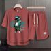 Men's Clothing 2024 Waffle Casual Summer Suit Men's Loose Teen Short sleeved T shirt Shorts Handsome Two piece Suit_desvips.com