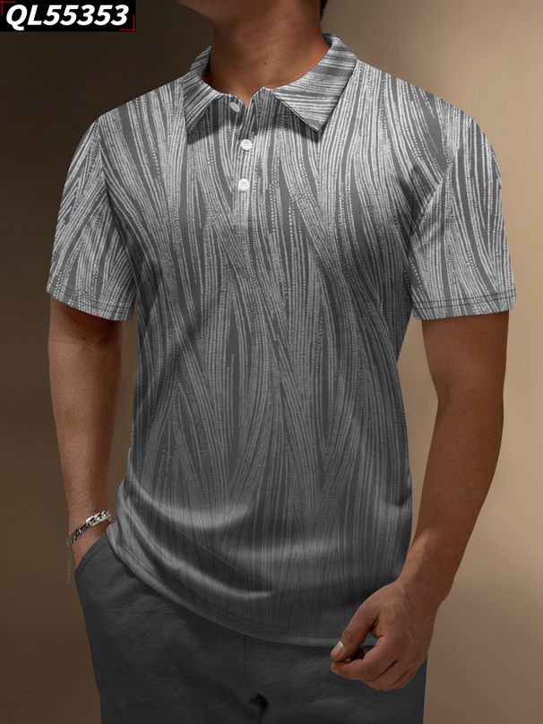 2023 Cross-border 3-29 Creative Elements Men's Clothing Sho-sleeved Casual Loose Plus Size Spos Turn-down Collar_desvips.com