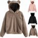 Women's Clothing autumn and winter new fluffy rabbit ears hooded warm sweater sweater_desvips.com