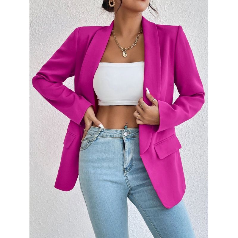 Women's Clothing autumn and winter solid color lapel small suit temperament commuter jacket_desvips.com