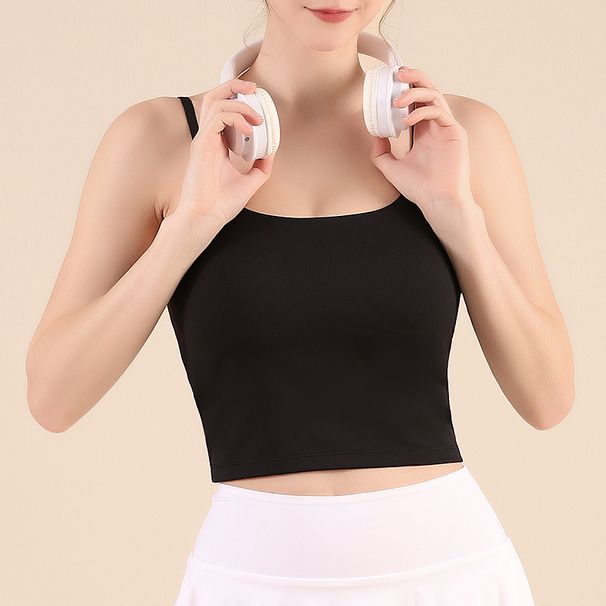 Nude Thin Strap Sports Bra For Women, One-Piece Push-Up, Breathable, Fitness Outerwear, Yoga Vest_desvips.com