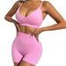 Cross-Border Sexy Bra Strap Yoga Outfit For Women Summer High Waist Tummy Control Sports Tight Shorts Fitness Set_desvips.com