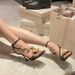 Summer 2026 New Style Gold Flower Single Shoes One-Strap Sexy Open-Toe Design Square Toe Stiletto High Heel Sandals For_desvips.com
