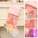 001 Decoration Supplies Pink Lighted Rudolph Christmas Socks Children's Holiday Gift Bag Glowing Design_desvips.com