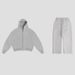 Autumn Winter New Style Personality Street Trend Casual Solid Color Zipper Hoodie Pants Fashion European Size Set_desvips.com