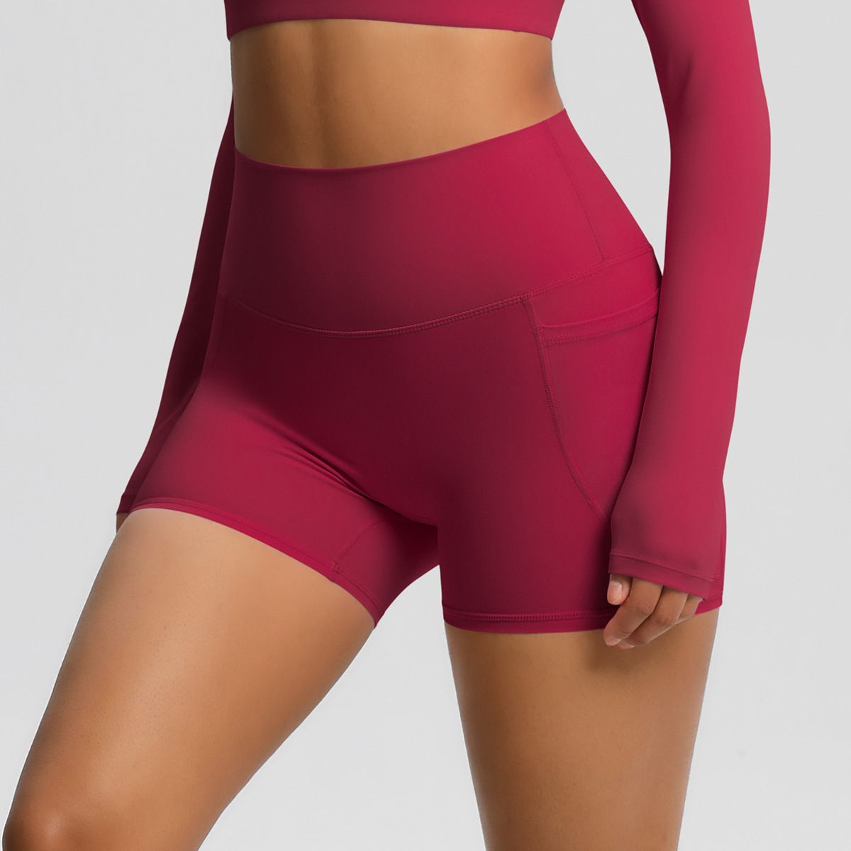 High Waisted Yoga Shorts for Women Quick Drying Breathable Tight Fit with Pockets for Outdoor Cycling Sports Running Fitness_desvips.com