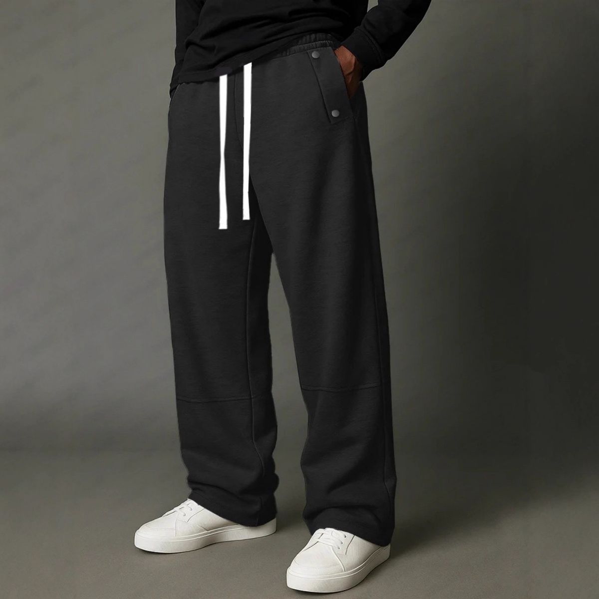 Men's Outdoor Loose Wear Resistant Straight Leg Sweatpants Drapey Casual Pants Four Seasons Long Polyester Fiber_desvips.com