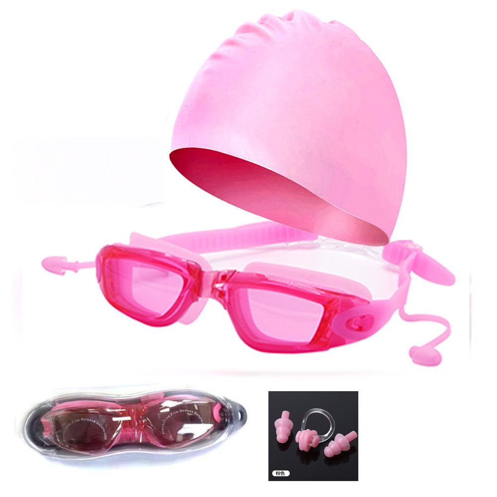 One-piece Earplugs Electroplated Anti-fog Swimming Goggles New Silicone Adult Swimming Goggles Waterproof Myopia Swimming Glasses_desvips.com