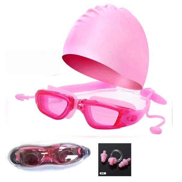 One-piece Earplugs Electroplated Anti-fog Swimming Goggles New Silicone Adult Swimming Goggles Waterproof Myopia Swimming Glasses_desvips.com