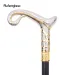Elegant Golden And White Decorative Cane With A Curved Design, Perfect For Gentlemen And Cosplay, Measuring 36.22inch, For Cospl_desvips.com