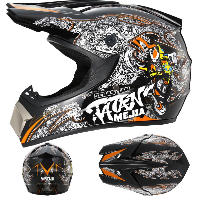 Electric helmet Men's full cover racing motorcycle helmet Mountain downhill helmet glove goggles_desvips.com
