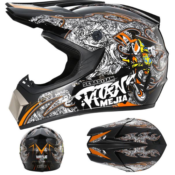 Electric helmet Men's full cover racing motorcycle helmet Mountain downhill helmet glove goggles_desvips.com
