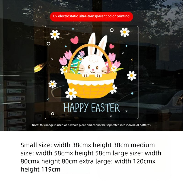 Easter Stickers Cartoon Easter Eggs Bunny Mall UV Window Decoration Electrostatic Glass Door Decals_desvips.com