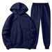 Women's Clothing Autumn and winter men's hooded solid color light plate pullover sweatshirt set casual sports hoodie sweatshirt trousers two piece set_desvips.com