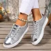 Fashionable Womens Rose Gold Glitter Low Top Sneakers With Metallic Toe Cap_desvips.com