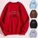 Women's Clothing 2024 autumn new round neck long sleeve letter women's casual outer wear plus velvet large size sweater tops women _desvips.com