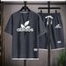 New Men's Waffle Short Sleeve Set Summer Sports Casual Two-Piece Trendy_desvips.com
