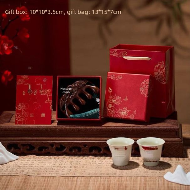 Mother's Nurses' Day Set With Sandalwood Comb, Chinese-style Specialty Gift For Teachers And Foreigners' Birthdays_desvips.com