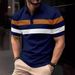 2024 Summer New Foreign Trade Cross-border Short-sleeved Men's Polo Shirt Striped Splicing Casual Clothes Short-sleeved Men's Lapel T_desvips.com