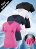Cross-border Summer Short-sleeved V-neck Quick-drying Breathable Sweat-wicking Slim Fit Yoga T-shirt For Running_desvips.com