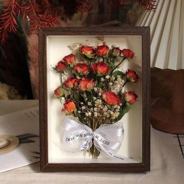 Dried Flower Decoration Finished Product, Hollow Photo Frame, Dried Rose Bouquet, Gift For Teacher, Best Friend,_desvips.com