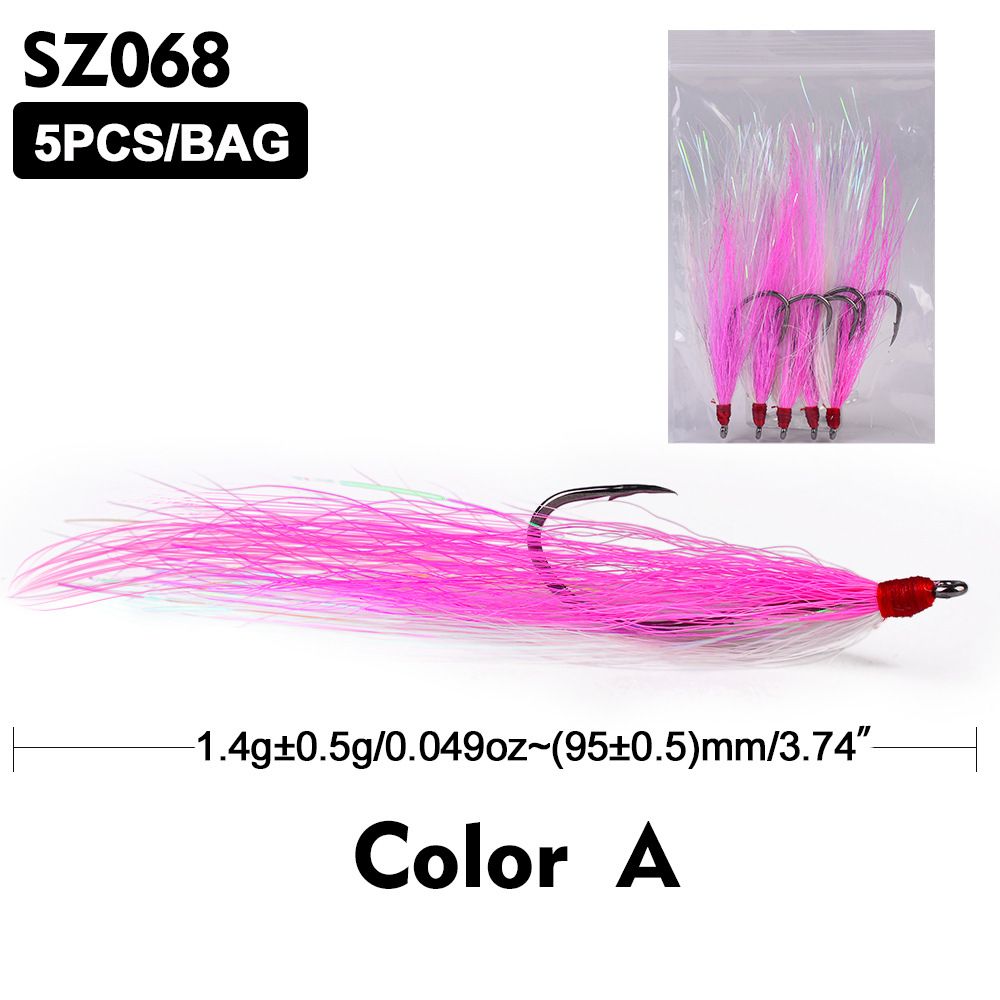 Bionic Lure Anchor Feather Hair Tying Single Barbed Fish Hook Gear Accessories Fishing_desvips.com
