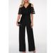 Women's Clothing V-neck strapless solid color high waist party jumpsuit trousers belt women's wide-leg pants_desvips.com