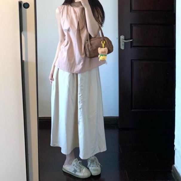 Casual Sports Suit For Women, Summer 2026 New Style, Sleeveless Tank Top, Mid-length Skirt, Stylish And Youthful_desvips.com