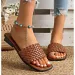 New Women's Summer Selling Sexy Braided Red Square Toe Flat Flip-Flops Fashion Beach Mules Casual Indoor Home Slippers_desvips.com
