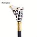 Ceramic White Black Giraffe Head Metal Fashion Walking Stick Decorative Party Walking Cane Crosier Performance Stage Cane 95cm_desvips.com