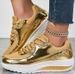 Cross-border 2025 Spring And Autumn Rocking Bottom Gold Glossy Mesh Casual Sports Shoes Outdoor Plus Size Shoes_desvips.com