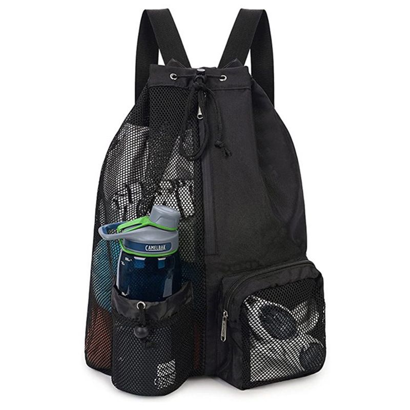 Swim Bag Mesh Drawstring Backpack with Wet Bag Beach Backpack, Gym and Workout Gear Bag_desvips.com